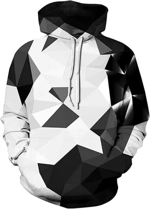 Unisex Graphic Hoodies, 3D Novelty Pullover Sweatshirt, Xmas Men Women Teen Boy Gifts, Black White Galaxy Print Flag