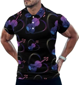 Violin Lover Mens Polo Shirts Quick Dry Short Sleeve T-shirts Slim Tennis Collared Tees Tops