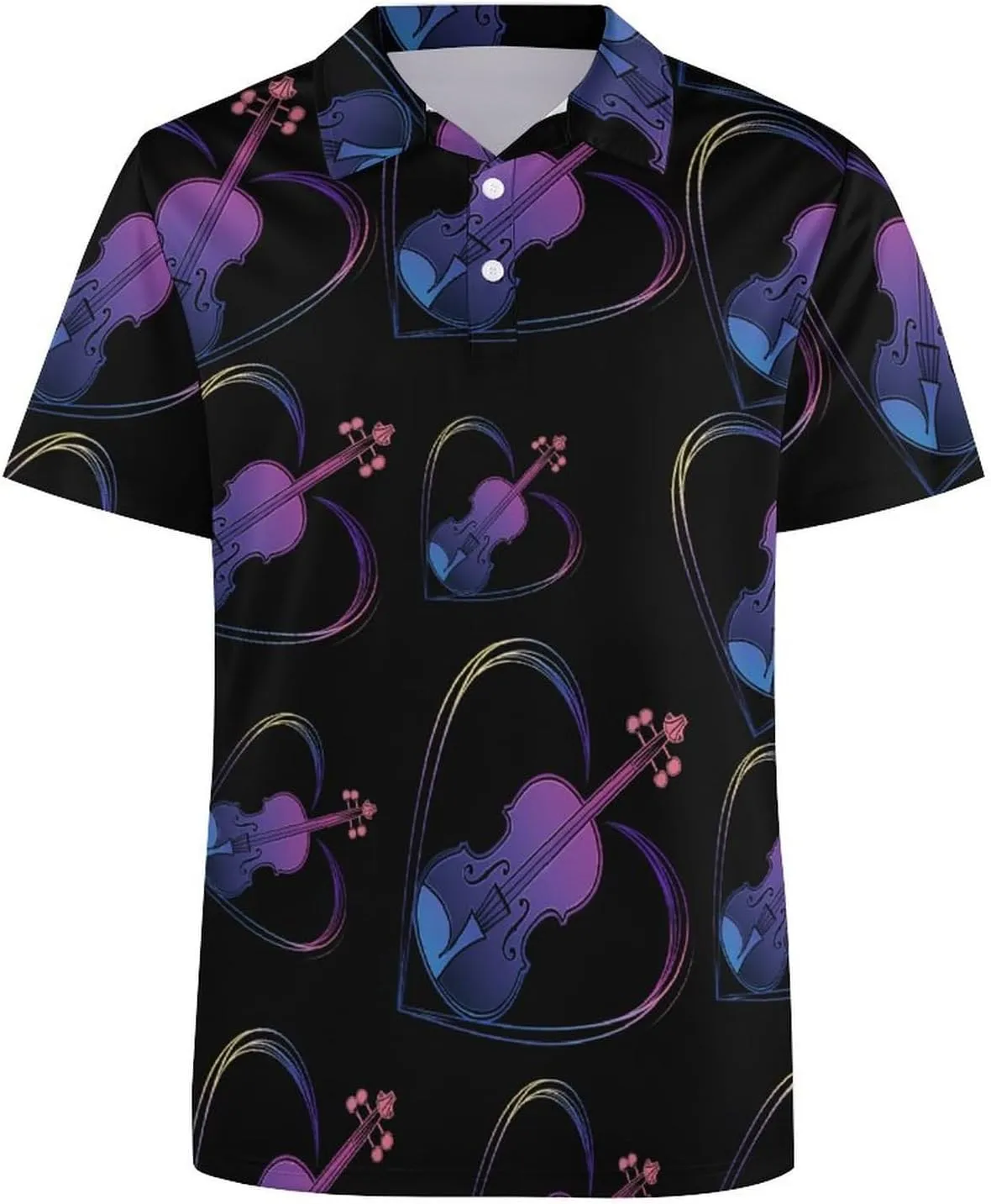 Violin Lover Mens Polo Shirts Quick Dry Short Sleeve T-shirts Slim Tennis Collared Tees Tops