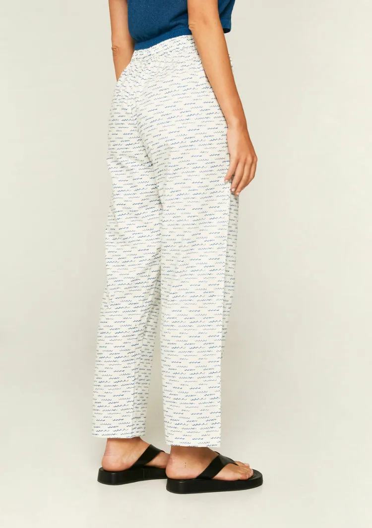 Wave Print Straight Leg Trousers