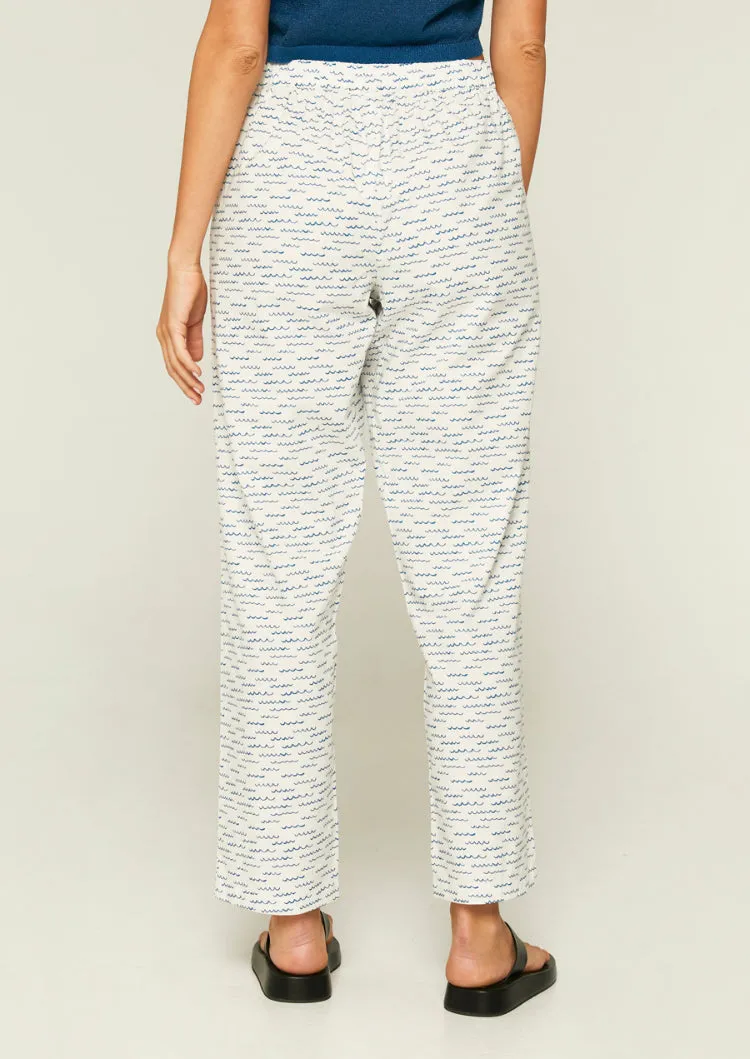 Wave Print Straight Leg Trousers