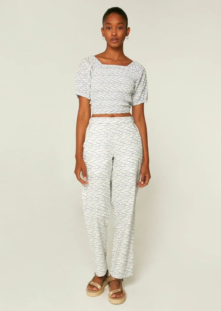 Wave Print Straight Leg Trousers