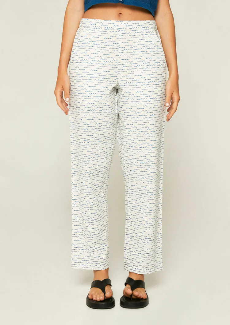 Wave Print Straight Leg Trousers