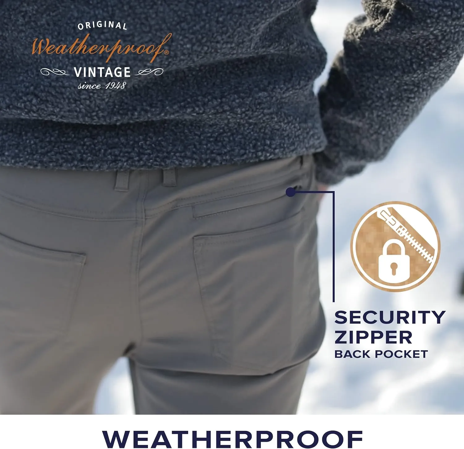 Weatherproof Vintage Hiking Pants - Men Straight Slim Fit Chino Mens Travel Pant, Lightweight Stretch Casual Pants for Men