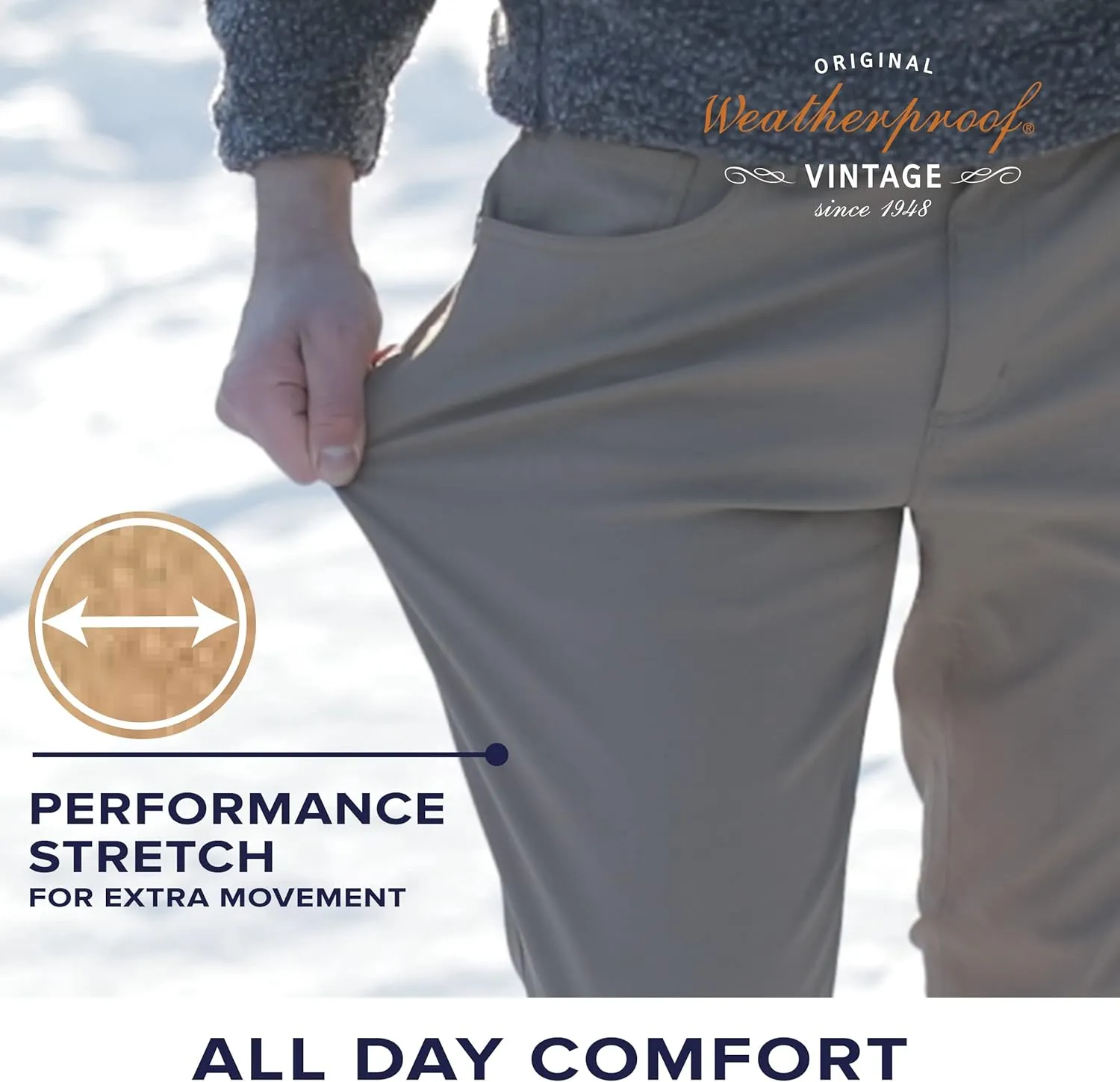 Weatherproof Vintage Hiking Pants - Men Straight Slim Fit Chino Mens Travel Pant, Lightweight Stretch Casual Pants for Men