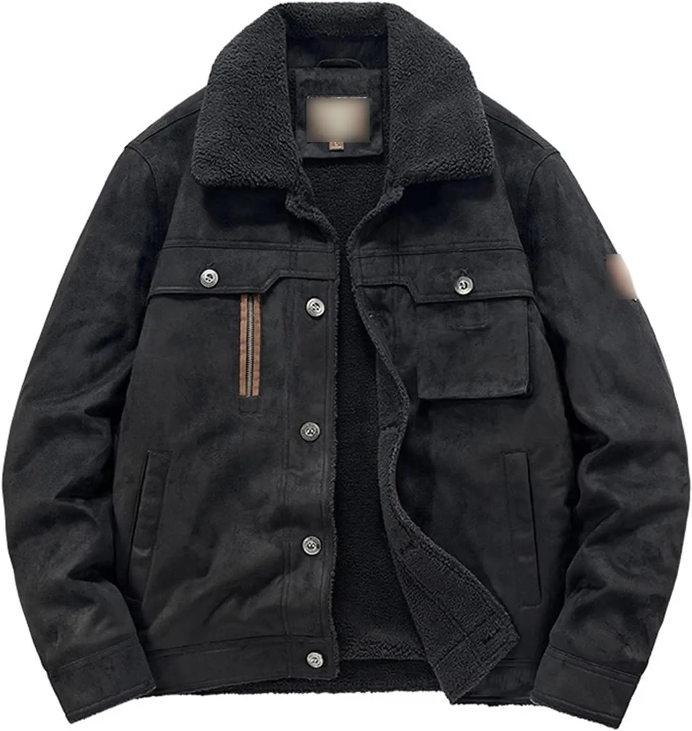 Winter Mens Fleece Jackets Thickened Turn-Down Collar Cotton Coat Male Padded Warm Solid Color Jacket