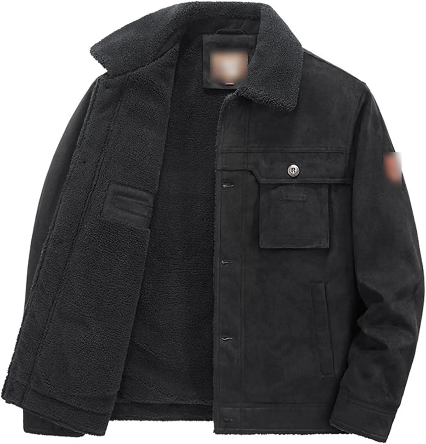 Winter Mens Fleece Jackets Thickened Turn-Down Collar Cotton Coat Male Padded Warm Solid Color Jacket