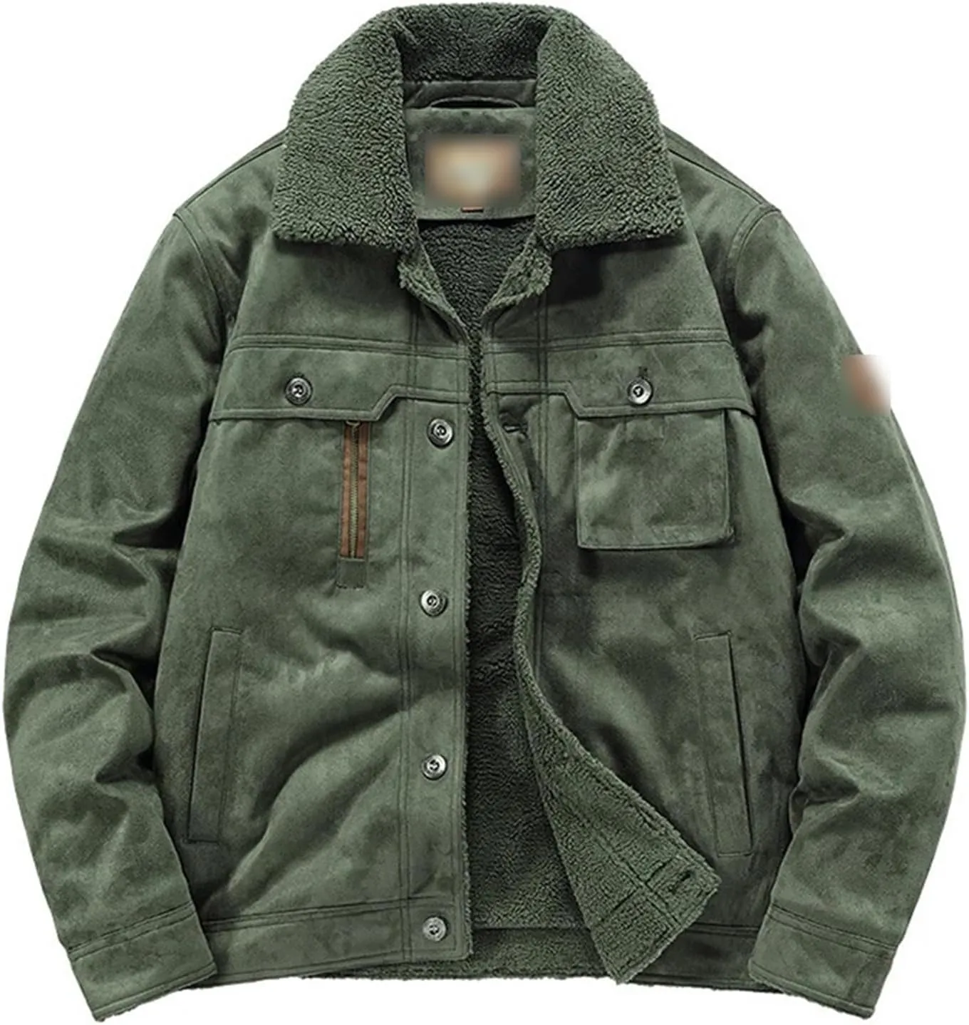 Winter Mens Fleece Jackets Thickened Turn-Down Collar Cotton Coat Male Padded Warm Solid Color Jacket