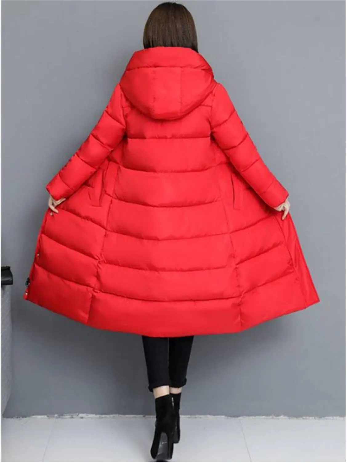 Winter Women Hooded Coat Plus Size Cotton Padded Jackets Thicken Long Windbreak Parkas Casual Warm Snow Wear