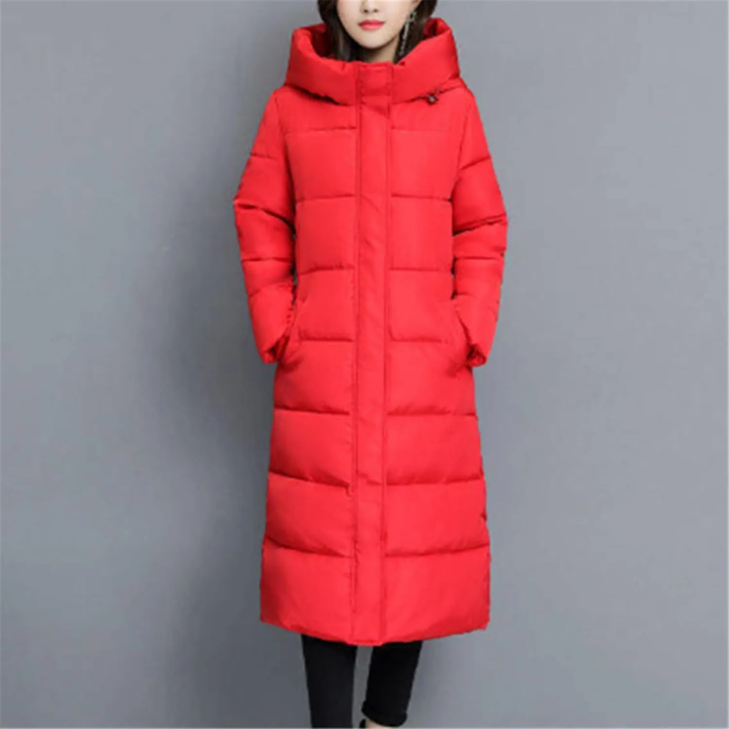 Winter Women Hooded Coat Plus Size Cotton Padded Jackets Thicken Long Windbreak Parkas Casual Warm Snow Wear