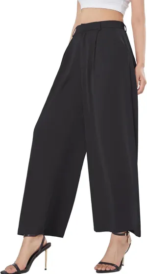 Women High Waist Casual Flowy Wide Leg Long Pants Trousers for Women Beach Vacation
