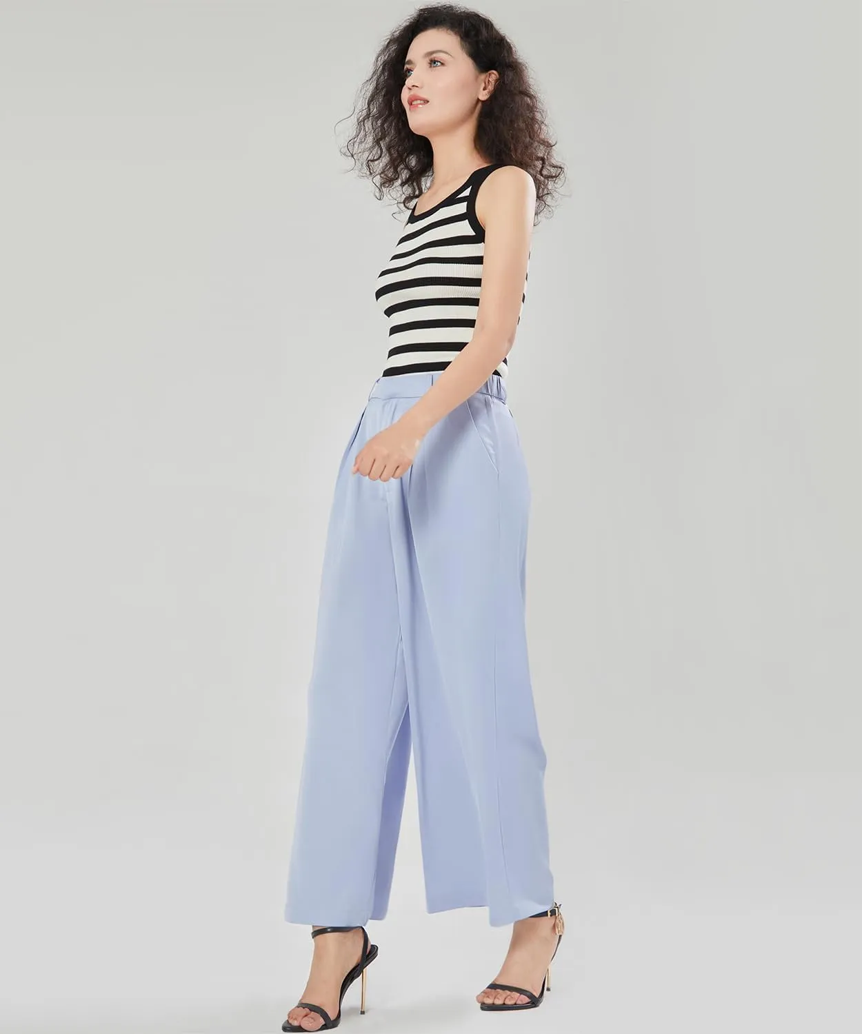 Women High Waist Casual Flowy Wide Leg Long Pants Trousers for Women Beach Vacation