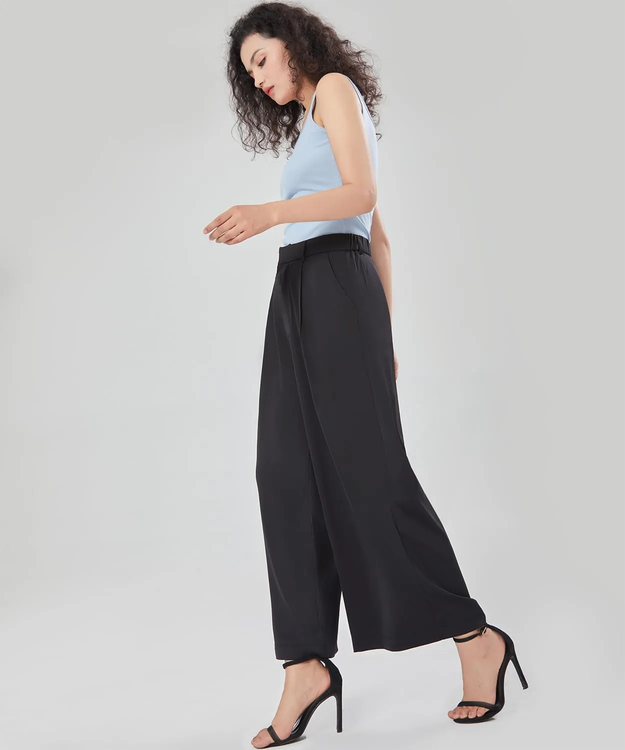 Women High Waist Casual Flowy Wide Leg Long Pants Trousers for Women Beach Vacation