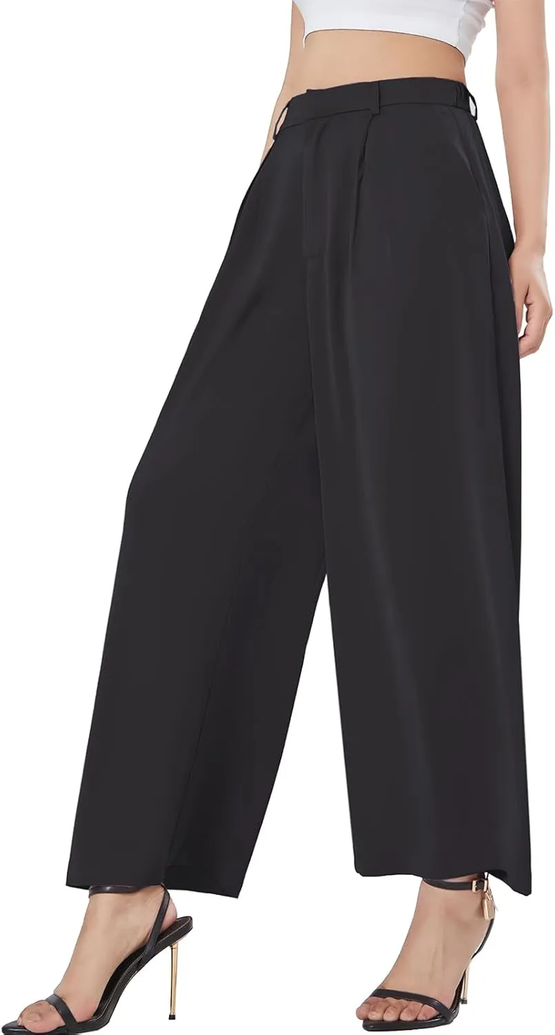 Women High Waist Casual Flowy Wide Leg Long Pants Trousers for Women Beach Vacation
