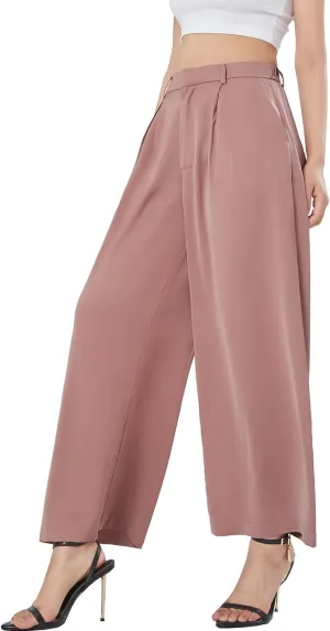 Women High Waist Casual Flowy Wide Leg Long Pants Trousers for Women Beach Vacation