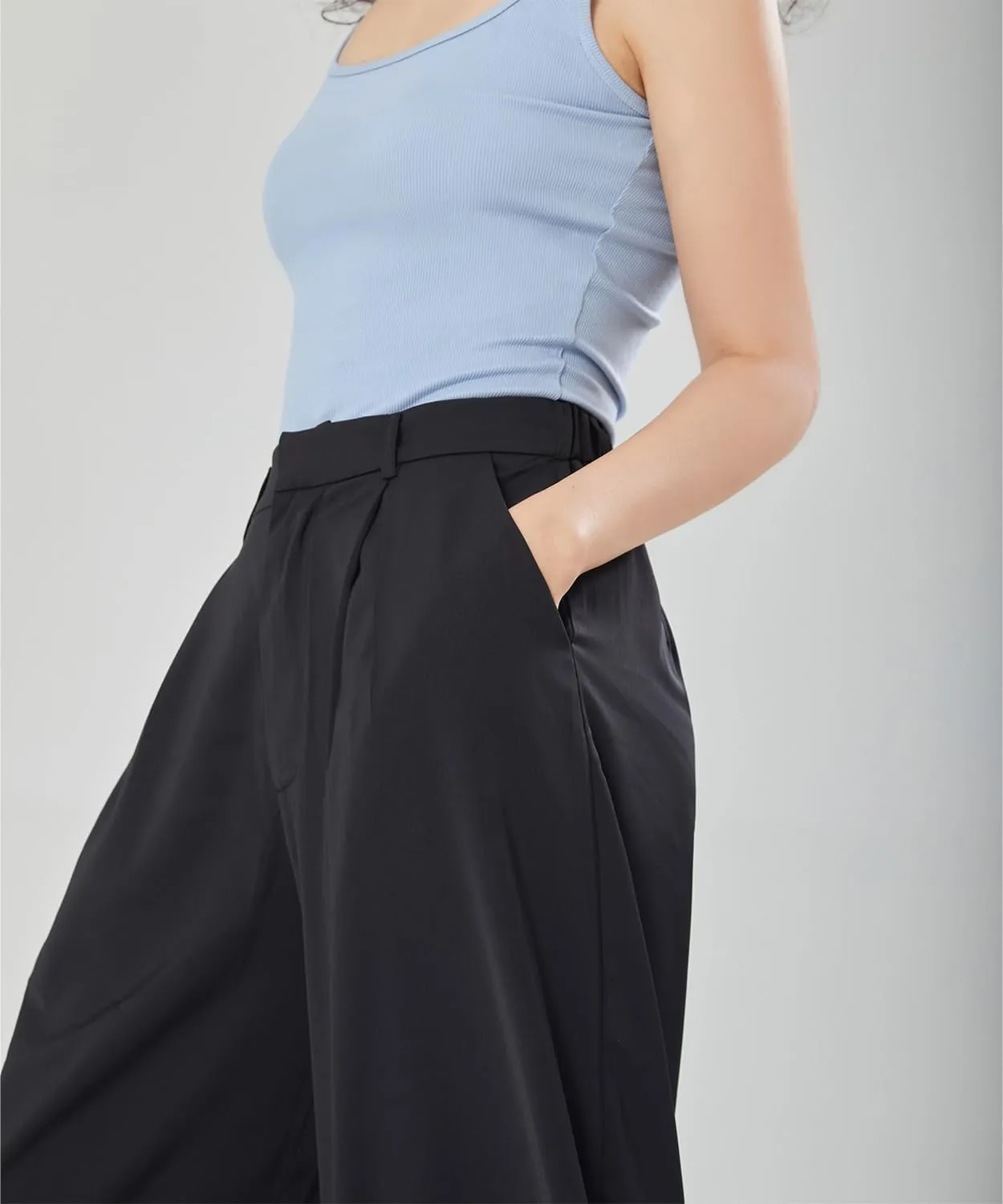 Women High Waist Casual Flowy Wide Leg Long Pants Trousers for Women Beach Vacation