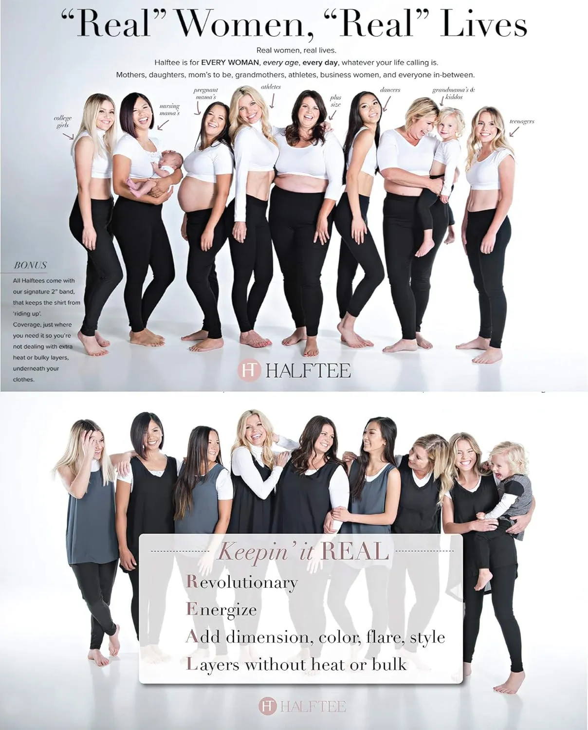 Women Tank Top Slip Layering HALFTEE SlipTEES Full Slip Tee Undershirt for Women & Teens XS-3X
