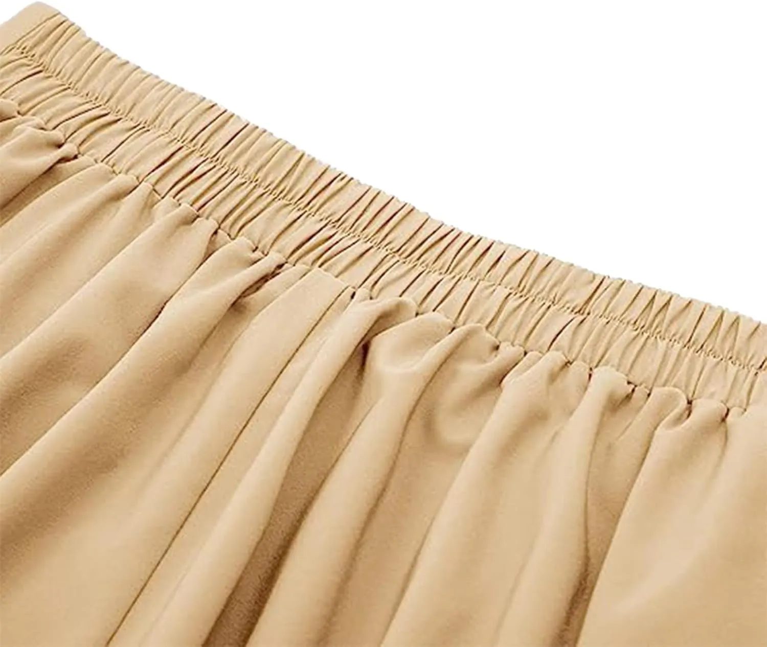Women's Basic Versatile Stretchy Flared Casual Midi Skater Skirt Ruched High Waist Knee Length A-Line Pleated Skirts