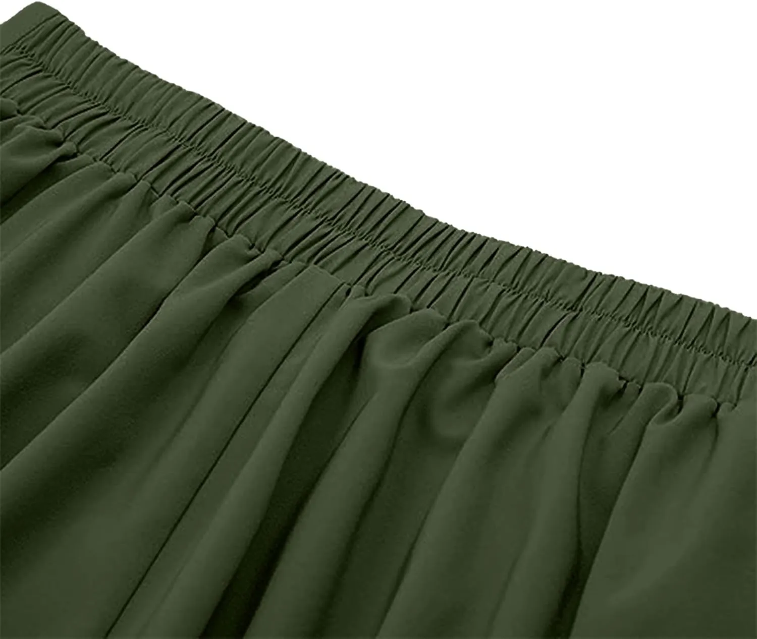 Women's Basic Versatile Stretchy Flared Casual Midi Skater Skirt Ruched High Waist Knee Length A-Line Pleated Skirts