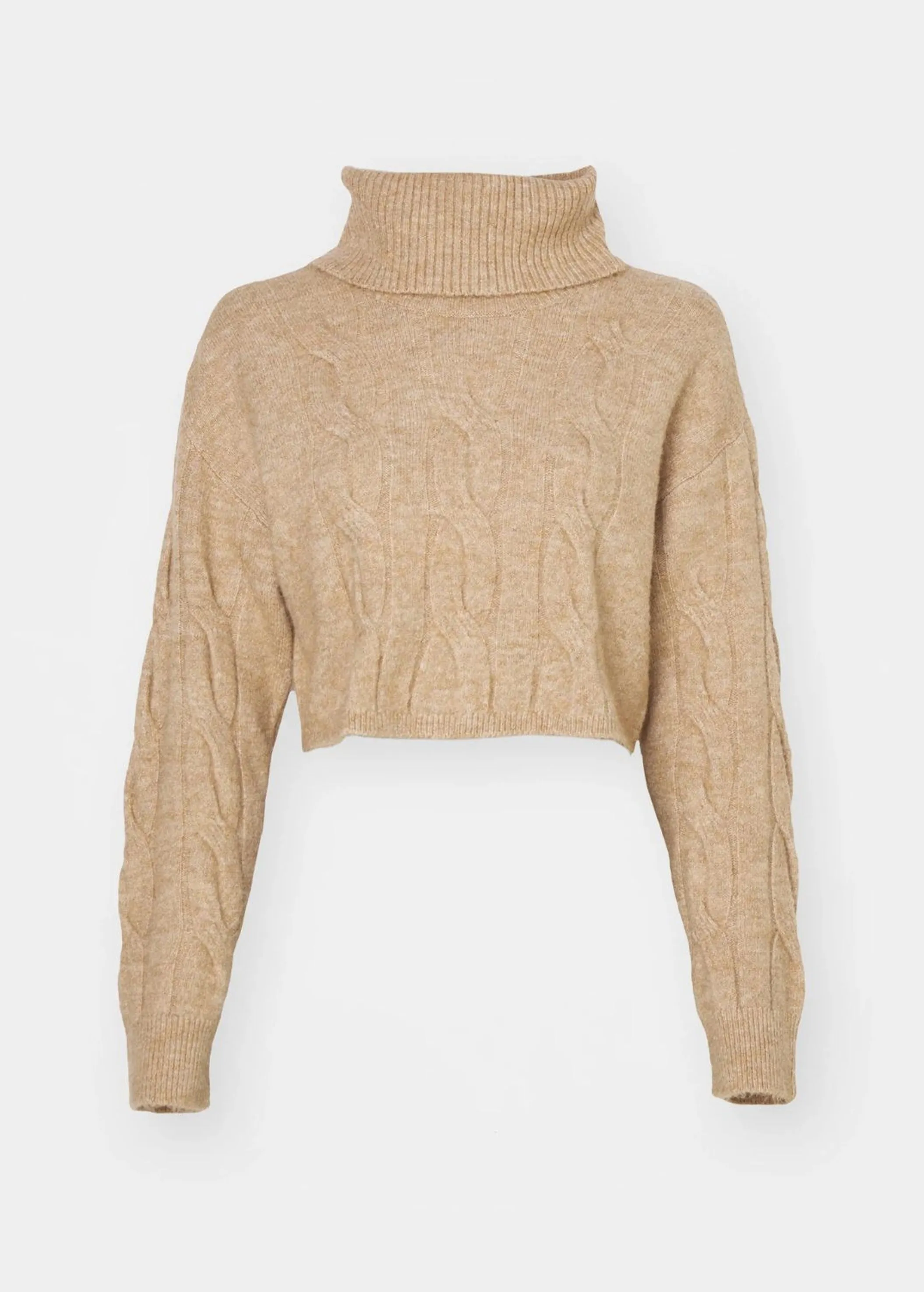 Women's Braided Cropped Sweater,Light Brown