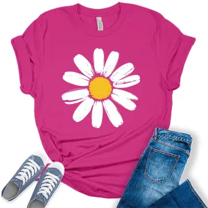 Women's Daisy Flower Shirt Cute Casual Summer Graphic Tees