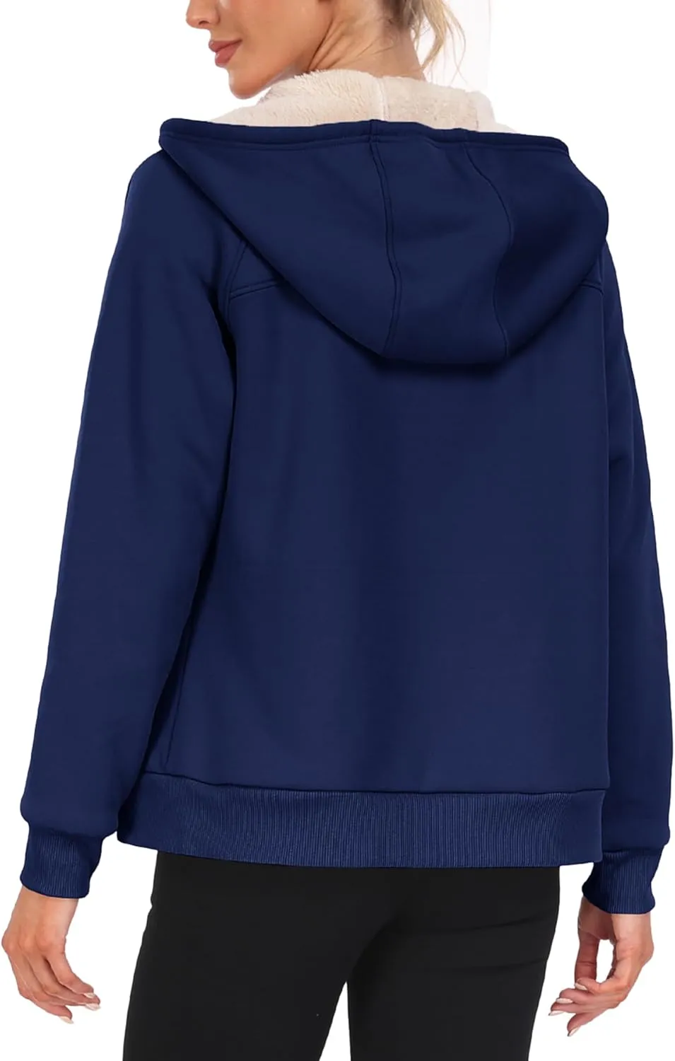 Womens Fleece Lined Hoodie Jackets Full Zip Hoodies with Zipper Pocket Warm Hoodie Sweatshirts for Women