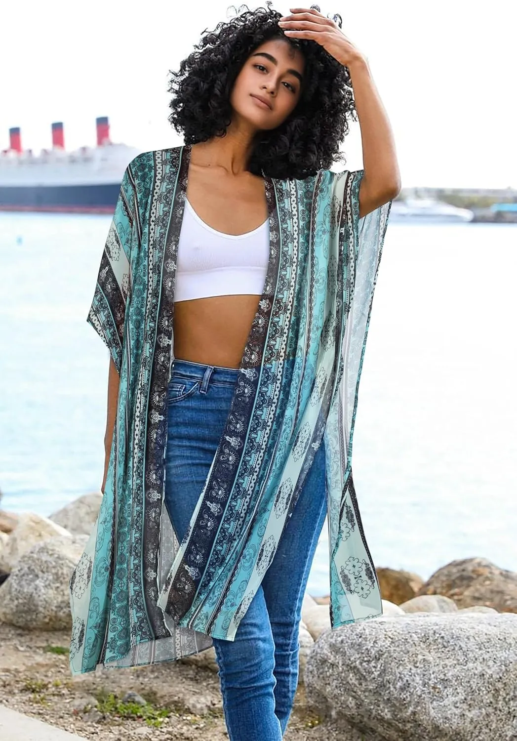 Women's Kimono Swimsuit Coverups Summer Beach Casual Loose Cardigans for Swimwear