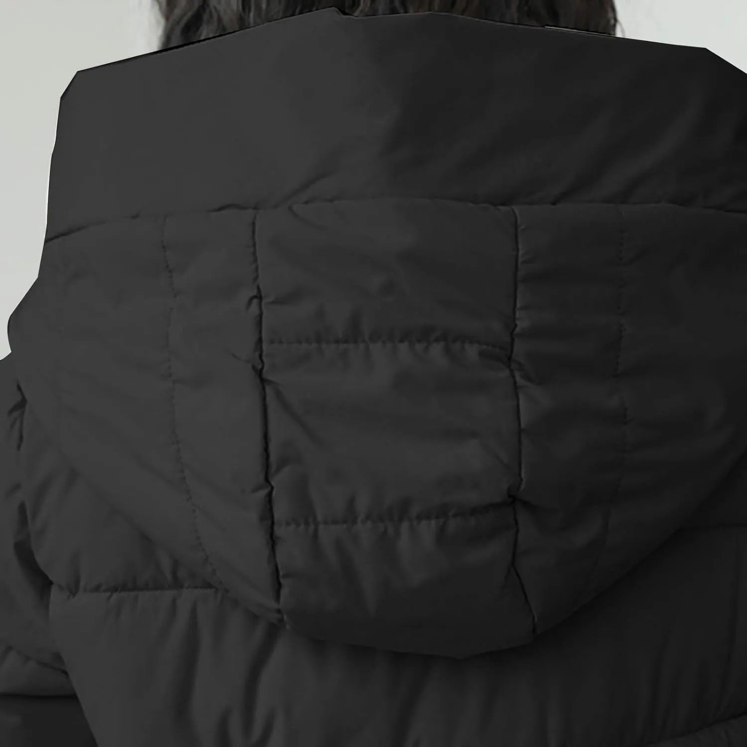Women's Long Puffer Jacket Casual Solid Maxi Length Hooded Long Sleeve Warm Cotton Padded Coat Quilted Outwear