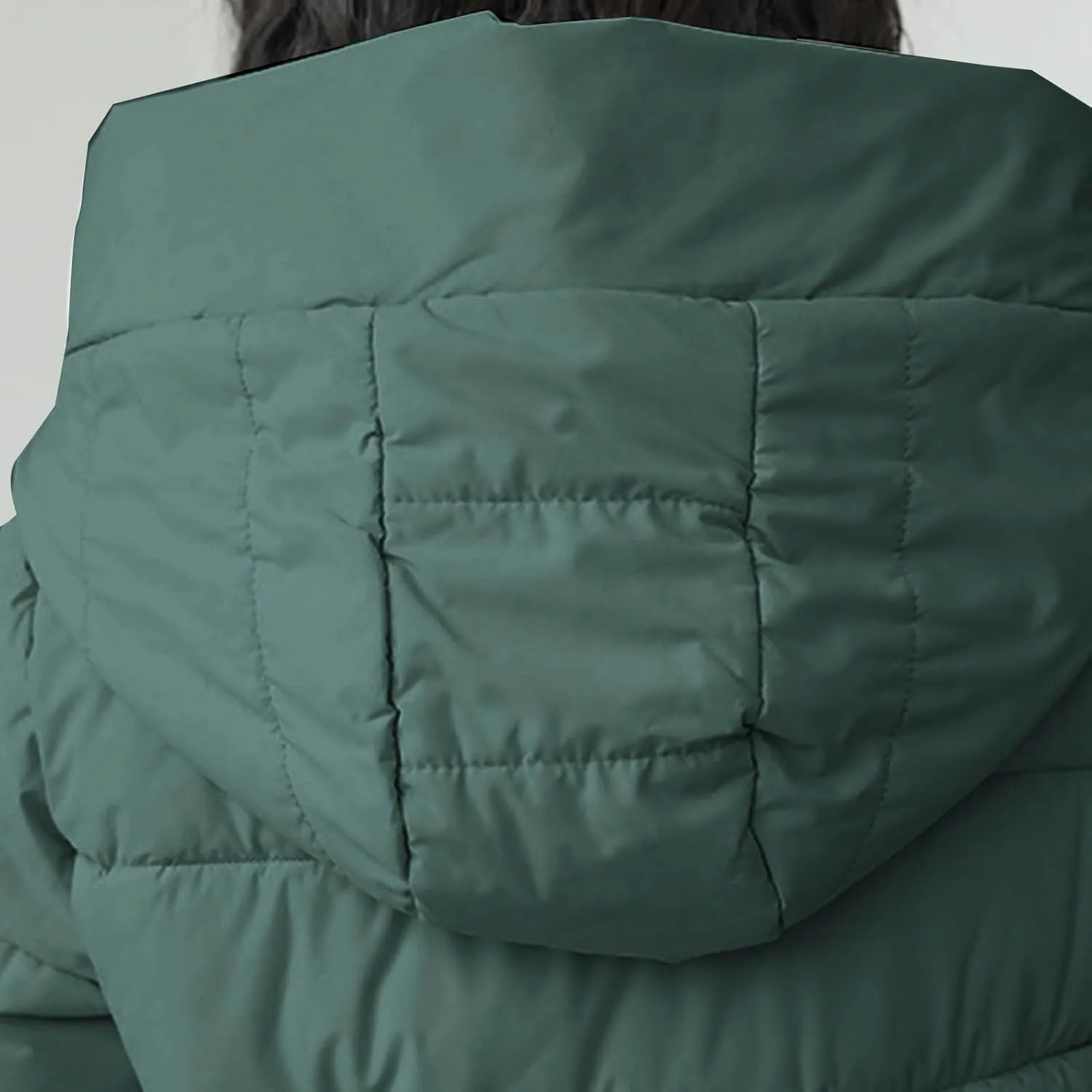 Women's Long Puffer Jacket Casual Solid Maxi Length Hooded Long Sleeve Warm Cotton Padded Coat Quilted Outwear