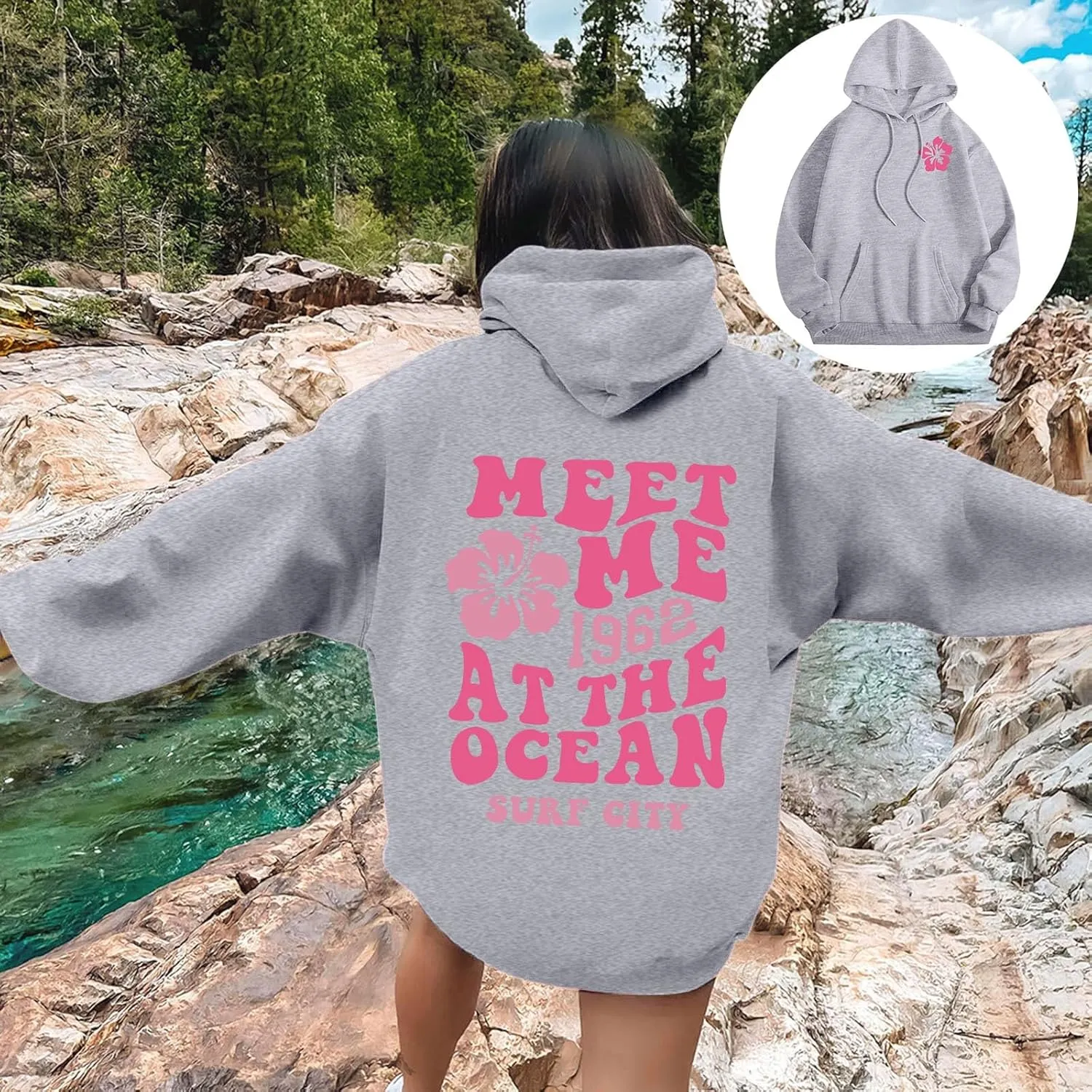 Women's Oversize Y2K Hoodies Teen Girls Cute Graphic Preppy Sweatshirts Trendy Long Sleeve Fall Hooded Sportswear