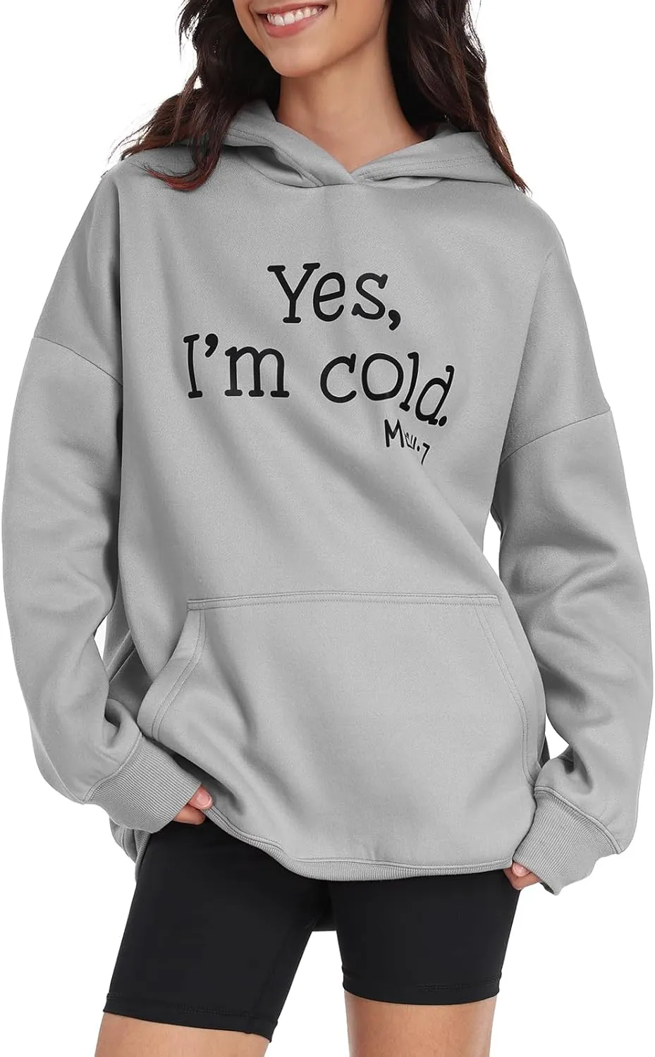 Womens Oversized Hoodies Fleece Sweatshirts Yes I'm Cold Me 24:7 Long Sleeve Sweaters Pullover Fall Clothes with Pocket