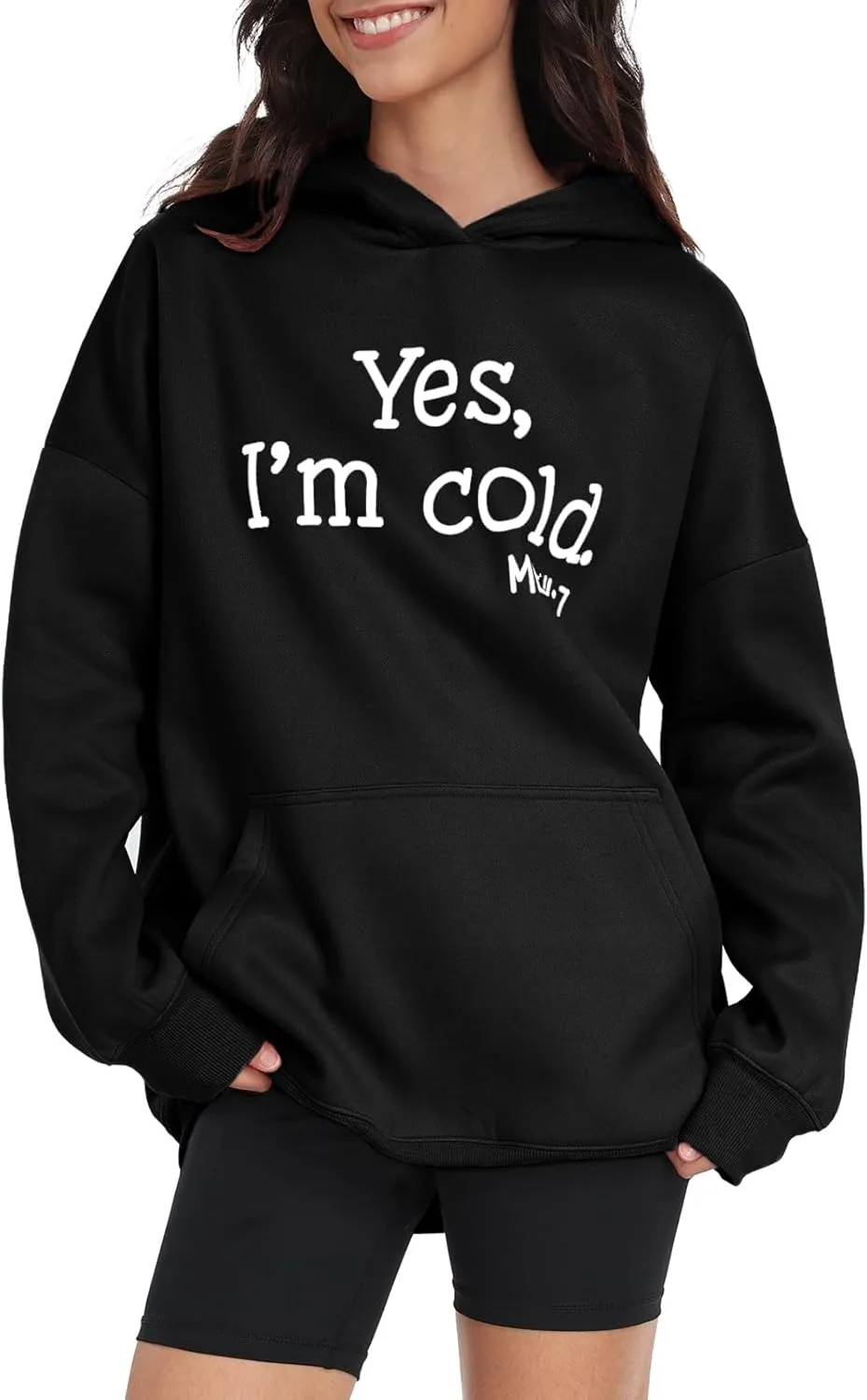 Womens Oversized Hoodies Fleece Sweatshirts Yes I'm Cold Me 24:7 Long Sleeve Sweaters Pullover Fall Clothes with Pocket