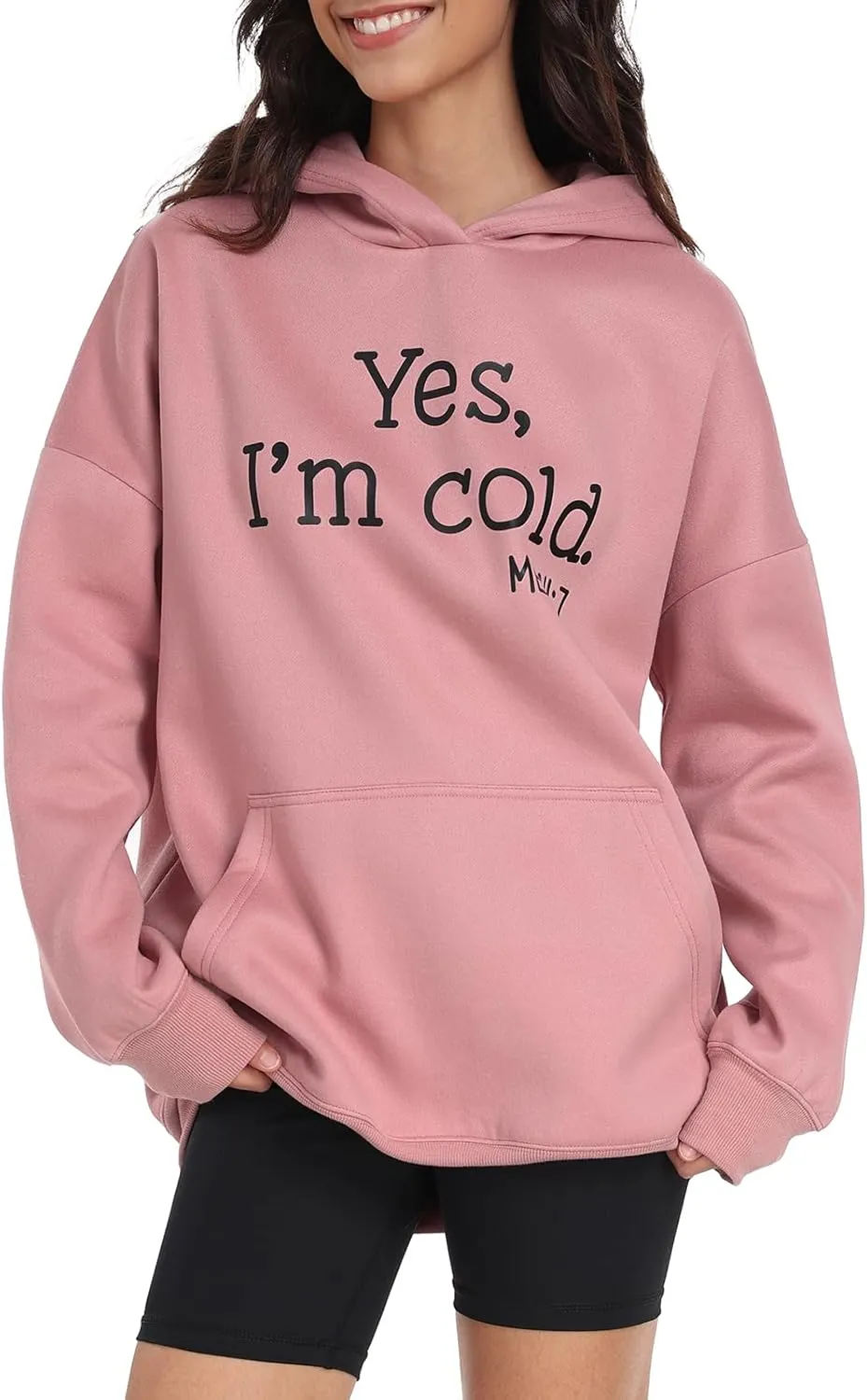 Womens Oversized Hoodies Fleece Sweatshirts Yes I'm Cold Me 24:7 Long Sleeve Sweaters Pullover Fall Clothes with Pocket