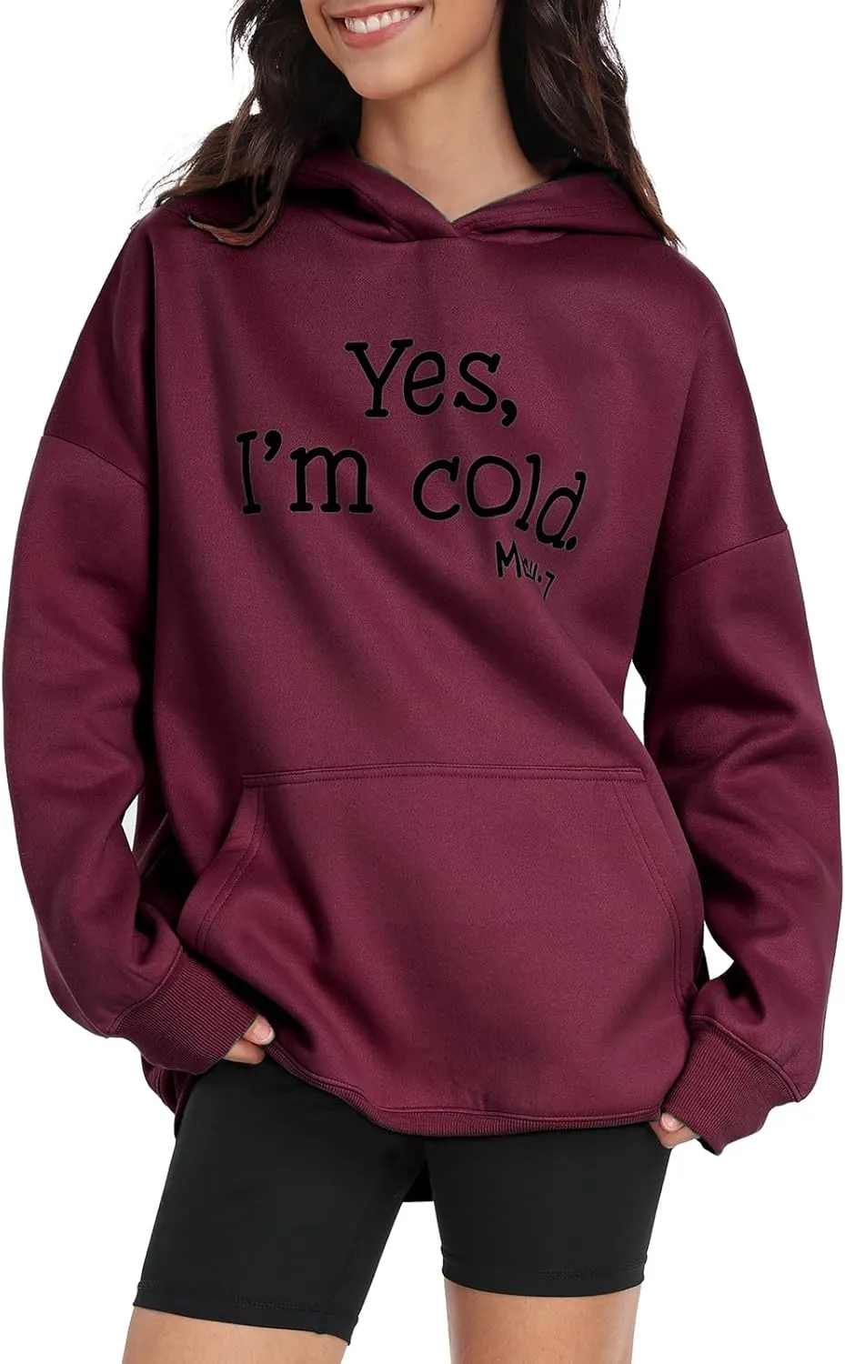 Womens Oversized Hoodies Fleece Sweatshirts Yes I'm Cold Me 24:7 Long Sleeve Sweaters Pullover Fall Clothes with Pocket