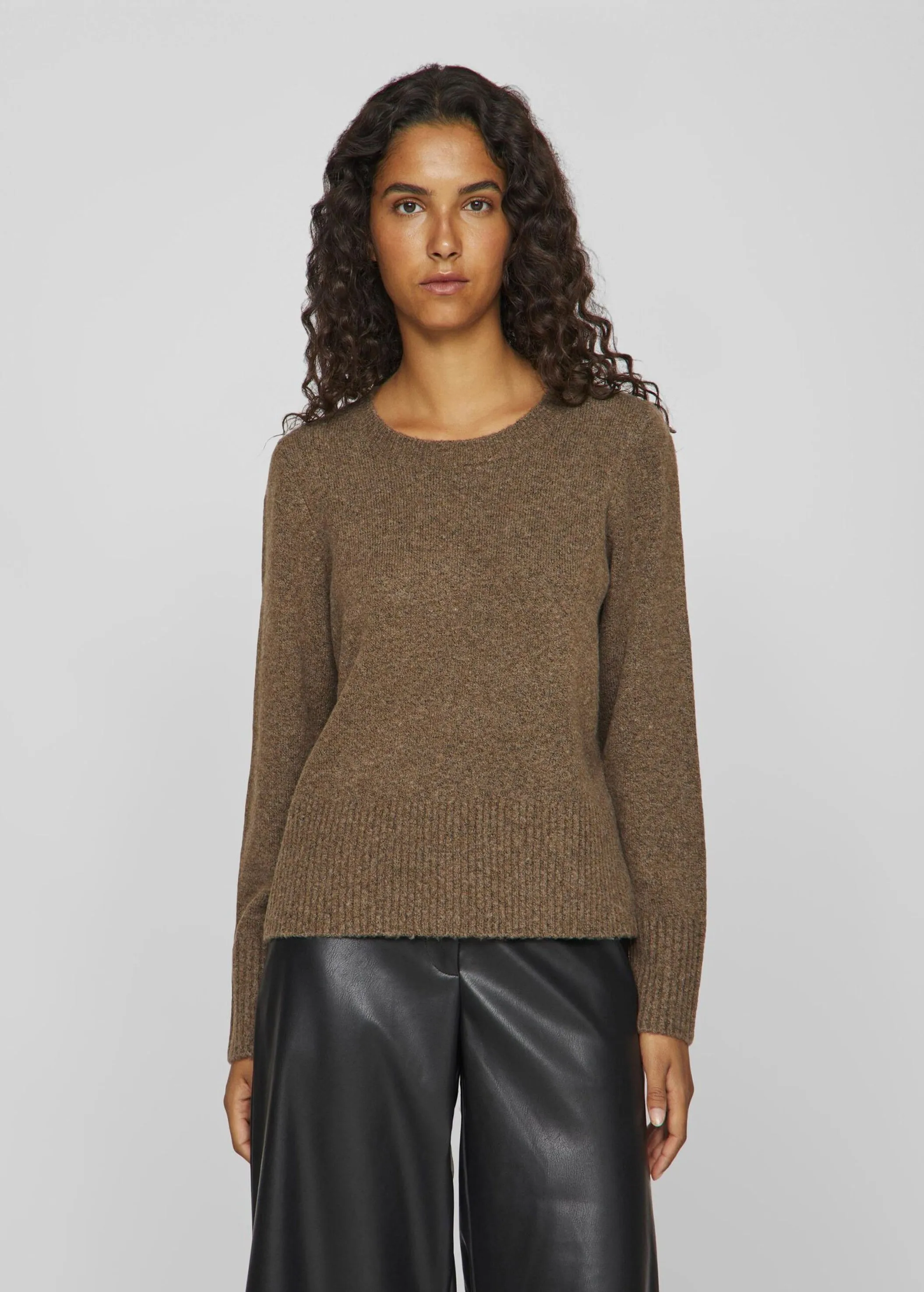 Women's Plain Sweater,Light Brown