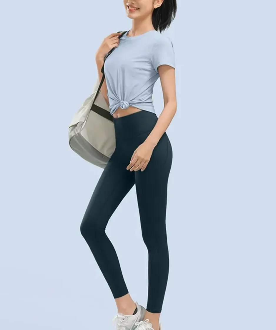 Women's Summer Quick-Dry Sport T-Shirt Short Sleeve Crewneck Slim Fit Shirts Soft Comfortable Cute Tops