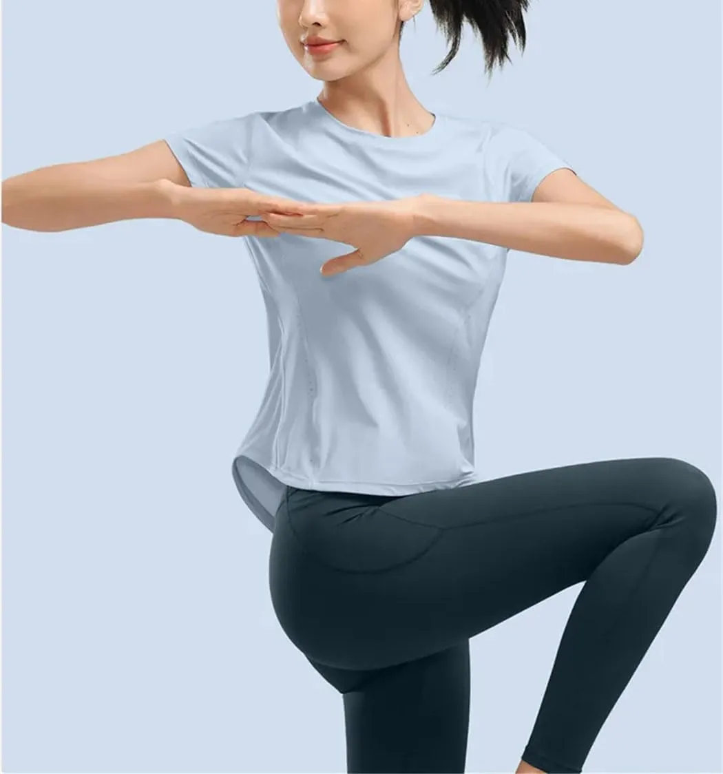 Women's Summer Quick-Dry Sport T-Shirt Short Sleeve Crewneck Slim Fit Shirts Soft Comfortable Cute Tops