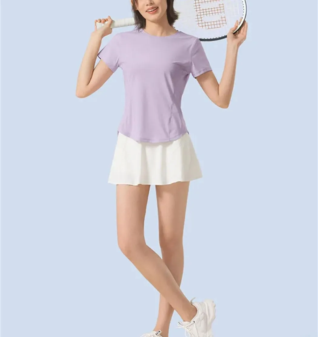 Women's Summer Quick-Dry Sport T-Shirt Short Sleeve Crewneck Slim Fit Shirts Soft Comfortable Cute Tops