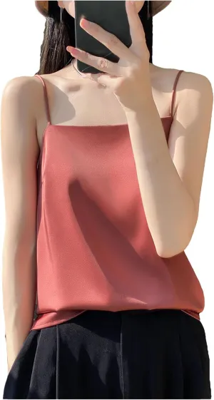 Women's Suspended Tank Top Versatile Base Layer Satin Sleeveless Camisoles