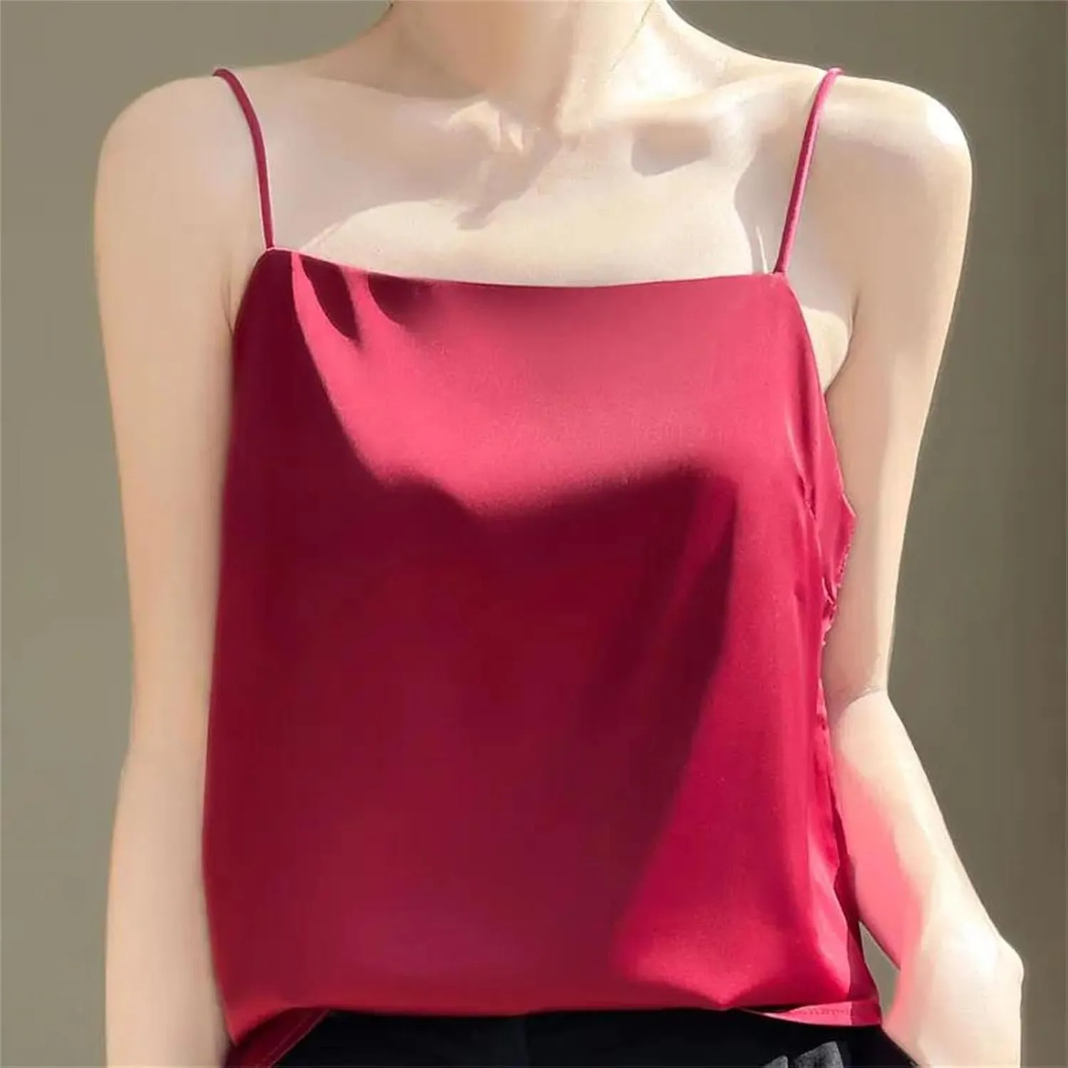 Women's Suspended Tank Top Versatile Base Layer Satin Sleeveless Camisoles