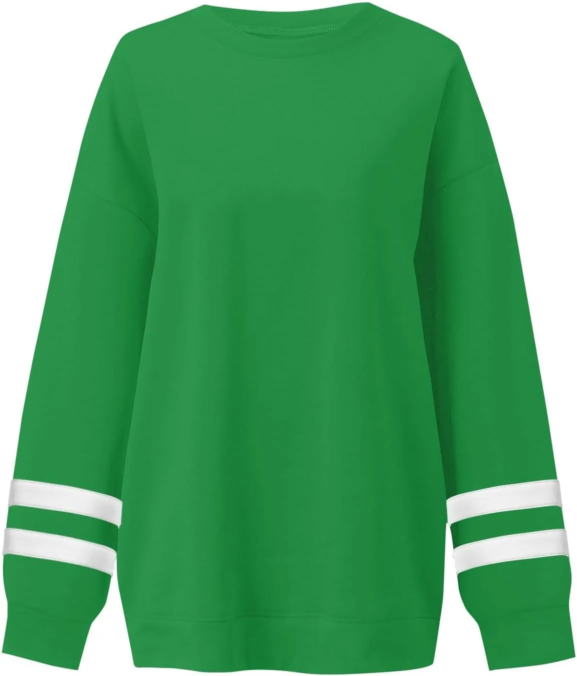 Women's Sweatshirts Loose Casual Trendy Long Sleeve Striped Printed Crew Neck Oversized Sports Sweatshirt Plus Size, S-5XL
