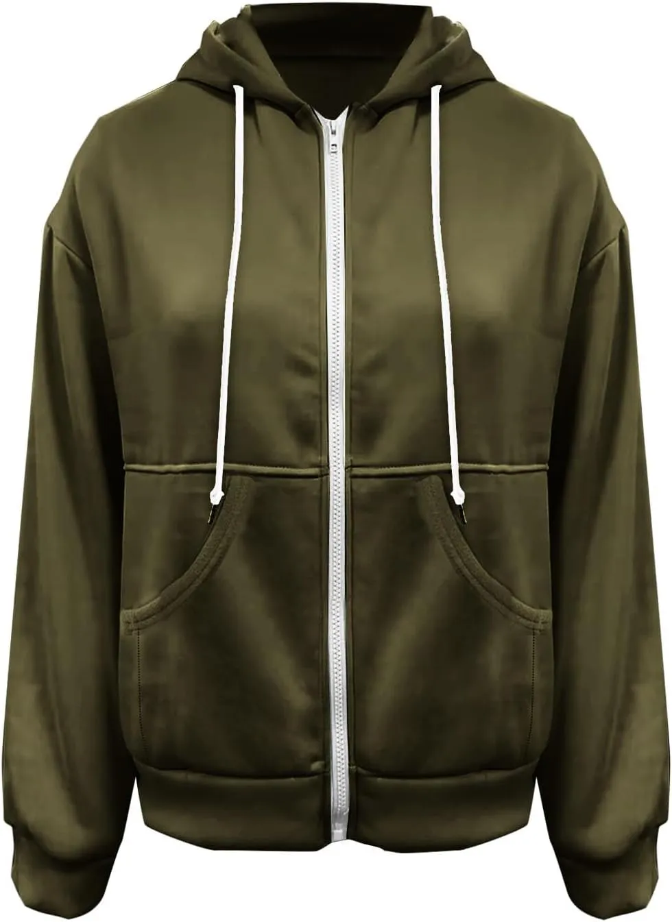 Women's Zip Up Hoodies Fleeced Long Sleeve Fall Coats Oversized Jackets With Pockets Tunic Casual Hooded Sweatshirt
