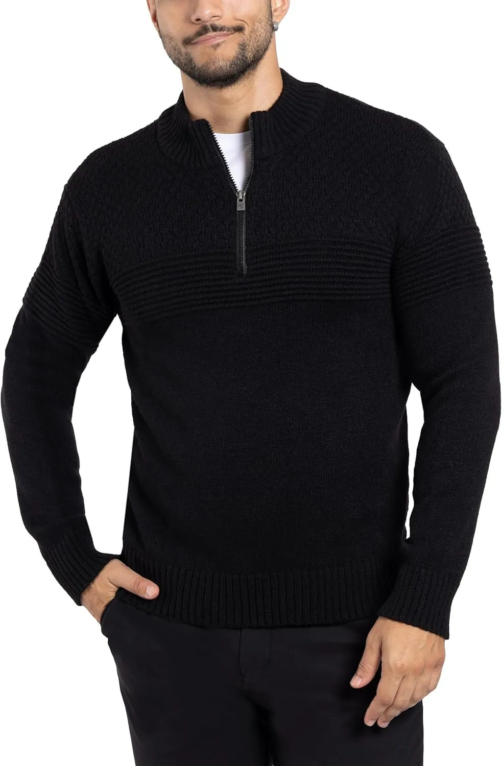X RAY Mens Quarter Zip Pullover Sweater, Slim Fit Knit Long Sleeve Polo Quarter Zip Pullover Golf Sweatshirt for Men