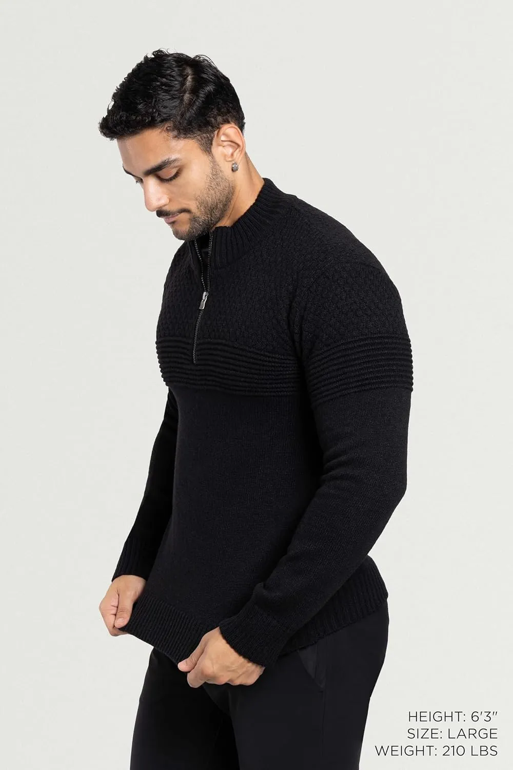 X RAY Mens Quarter Zip Pullover Sweater, Slim Fit Knit Long Sleeve Polo Quarter Zip Pullover Golf Sweatshirt for Men