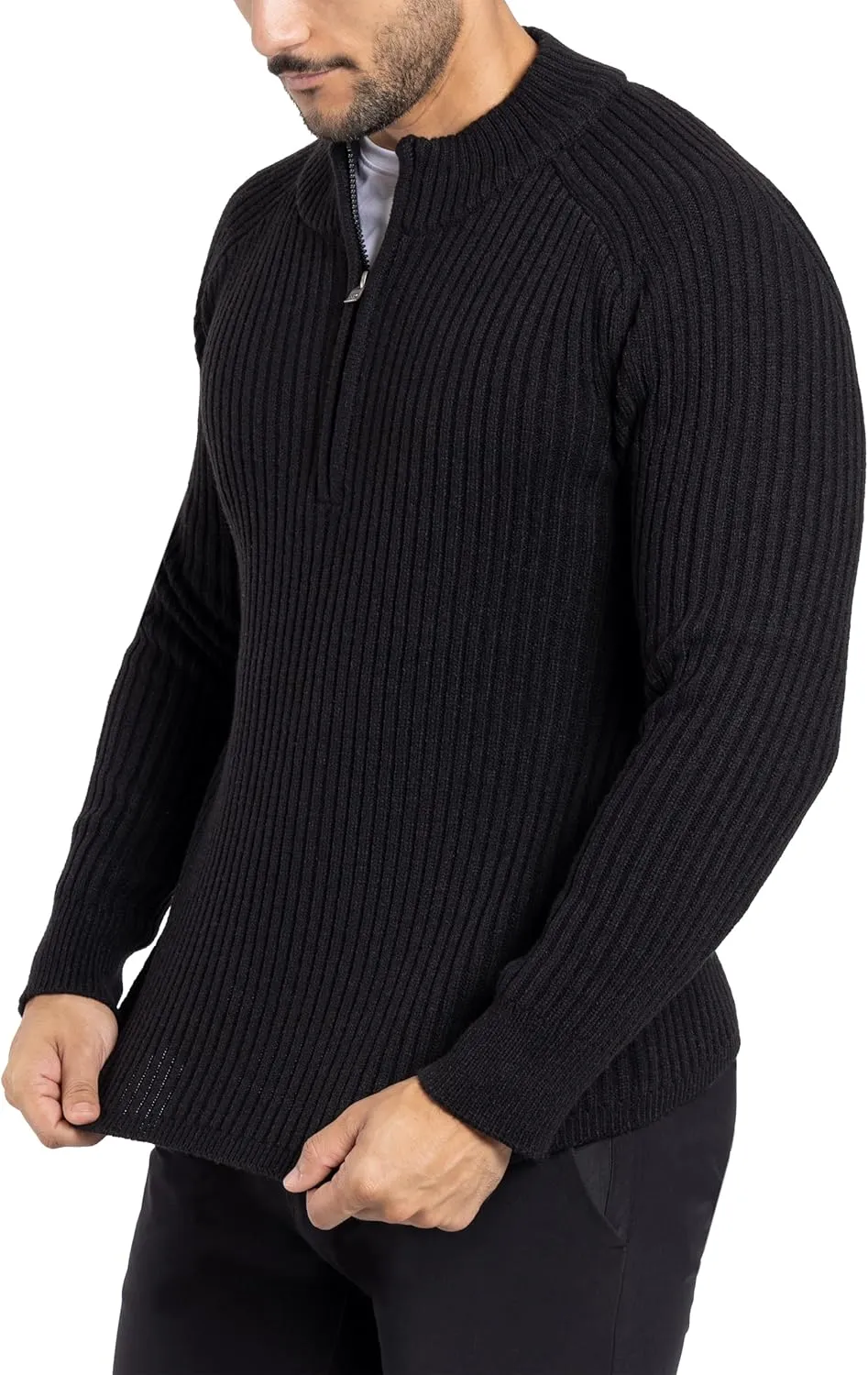 X RAY Mens Quarter Zip Pullover Sweater, Slim Fit Knit Long Sleeve Polo Quarter Zip Pullover Golf Sweatshirt for Men