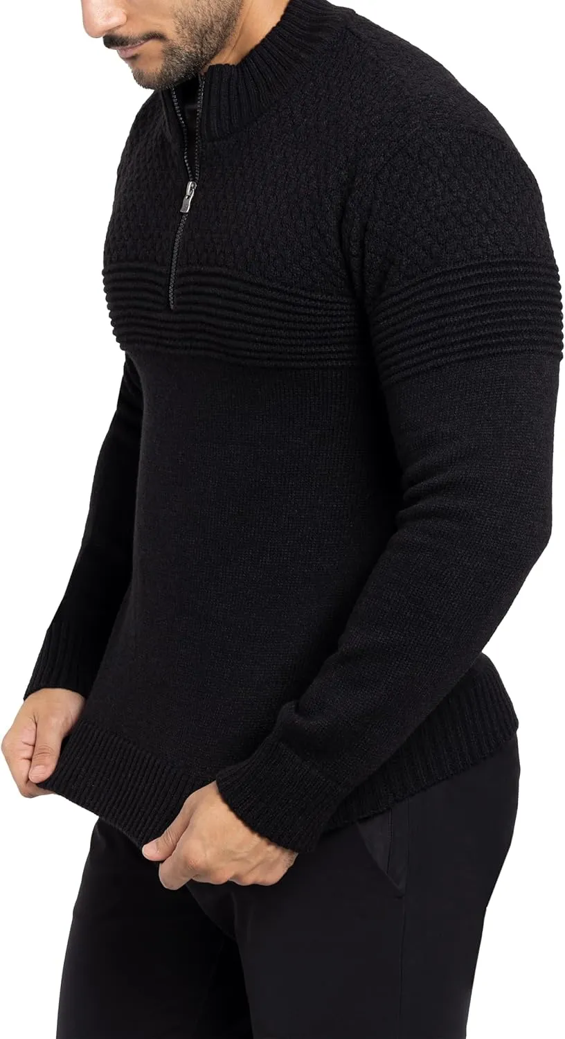 X RAY Mens Quarter Zip Pullover Sweater, Slim Fit Knit Long Sleeve Polo Quarter Zip Pullover Golf Sweatshirt for Men