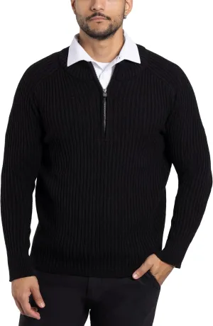 X RAY Mens Quarter Zip Pullover Sweater, Slim Fit Knit Long Sleeve Polo Quarter Zip Pullover Golf Sweatshirt for Men