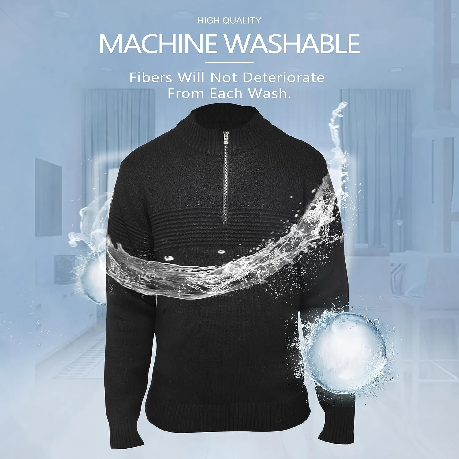 X RAY Mens Quarter Zip Pullover Sweater, Slim Fit Knit Long Sleeve Polo Quarter Zip Pullover Golf Sweatshirt for Men