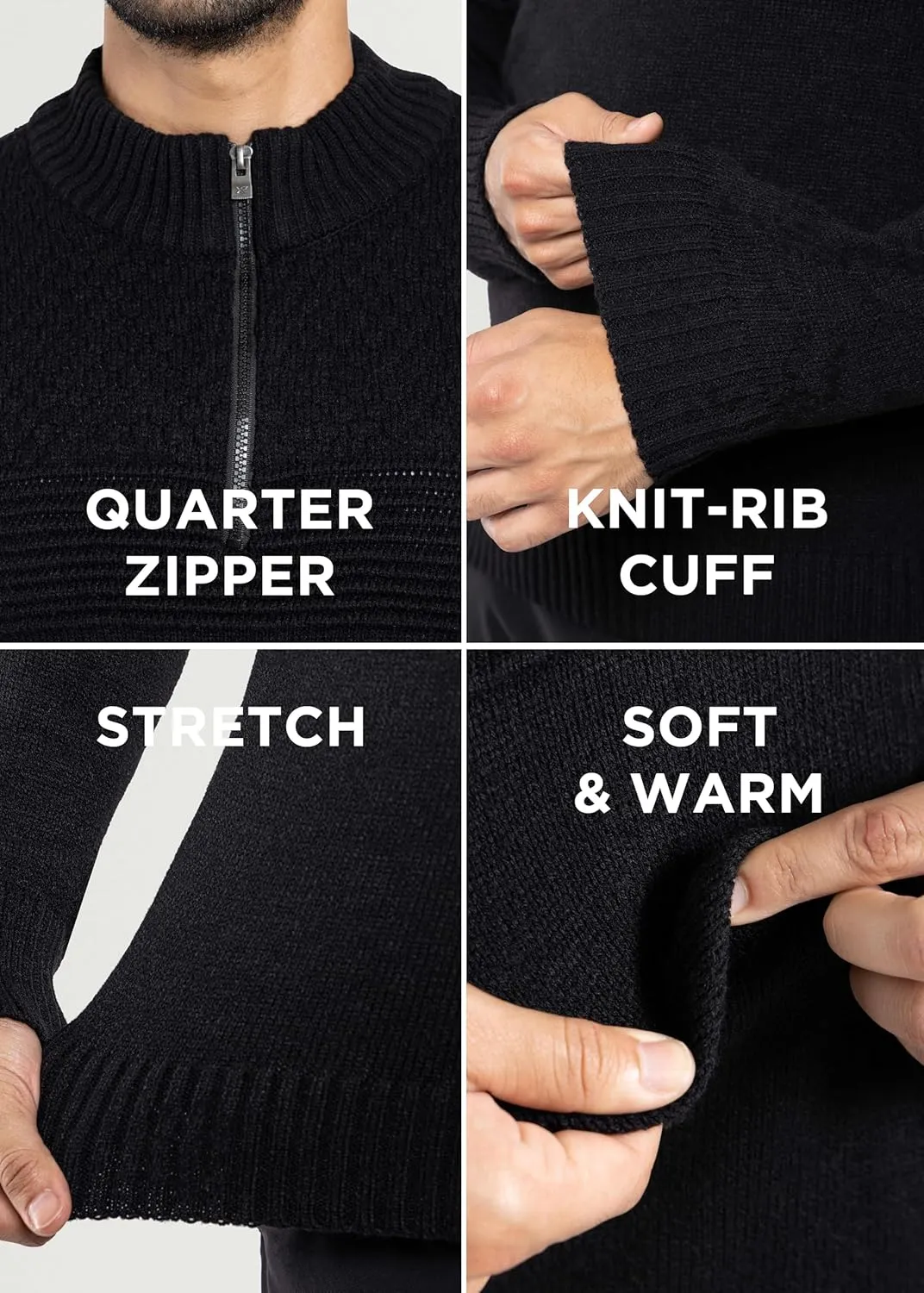 X RAY Mens Quarter Zip Pullover Sweater, Slim Fit Knit Long Sleeve Polo Quarter Zip Pullover Golf Sweatshirt for Men