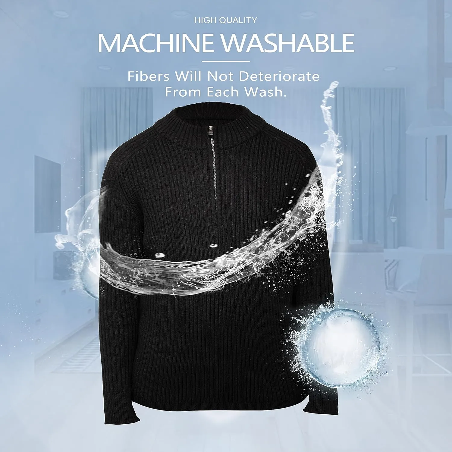 X RAY Mens Quarter Zip Pullover Sweater, Slim Fit Knit Long Sleeve Polo Quarter Zip Pullover Golf Sweatshirt for Men